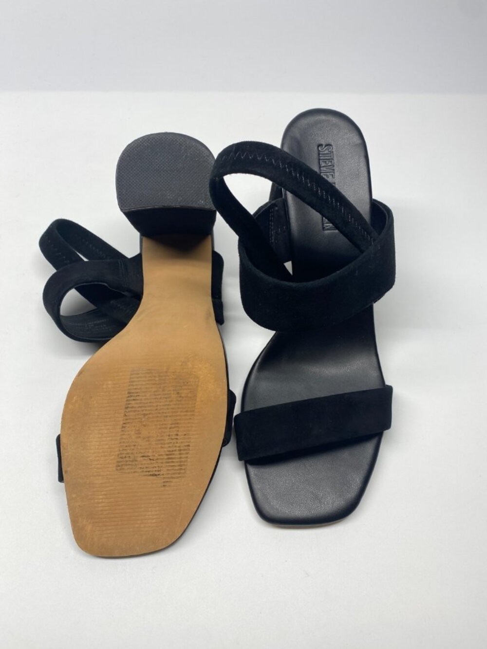 Steve Madden Women's Marbell Slingback Black Suede Block-Heel Sandals Sz 9.5 - Picture 9 of 9